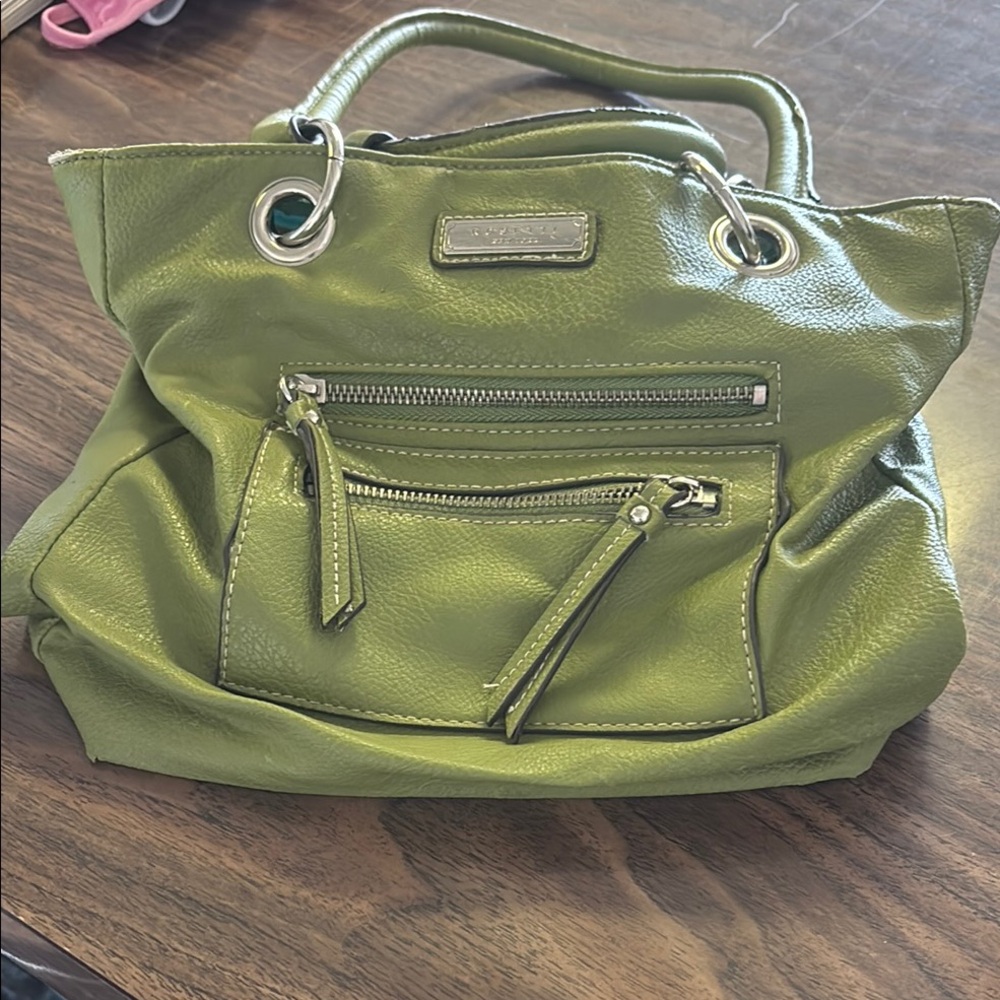 Rosetti Green Shoulder Bag with Slouchy Design and Silver Hardware